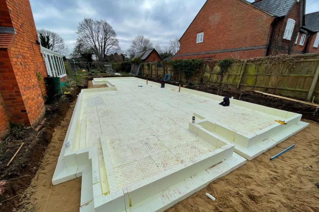Low Energy Passive Slab in Reading, England. Installed with site assistance for Urban Design and Developments